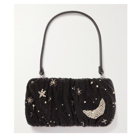 STAUD Starry Night Beaded Bean shoulder bag clutch Moon Bling RARE - Picture 4 of 5